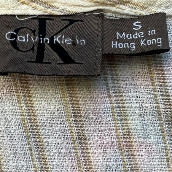 🤍 Calvin Klein Linen Stripe Button-Front Shirt | Size S | Made‎ in Hong Kong - Picture 4 of 6